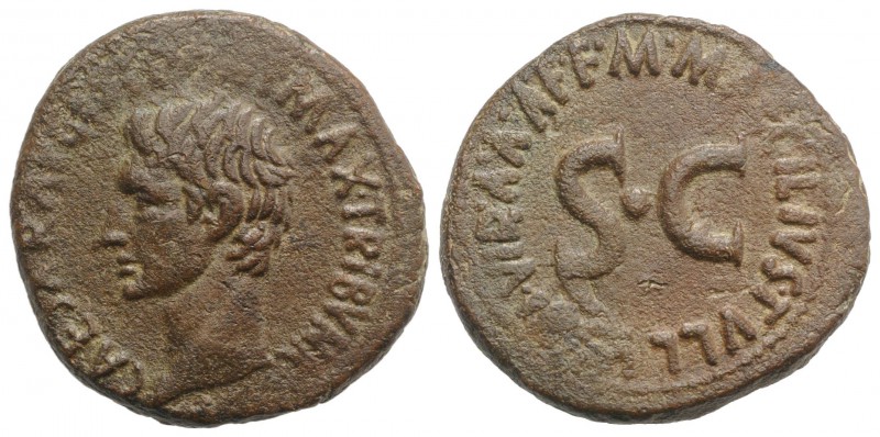 Augustus (27 BC-AD 14). Æ As (29mm, 12.26g, 5h). Rome. M. Maecilius Tullus, mone...