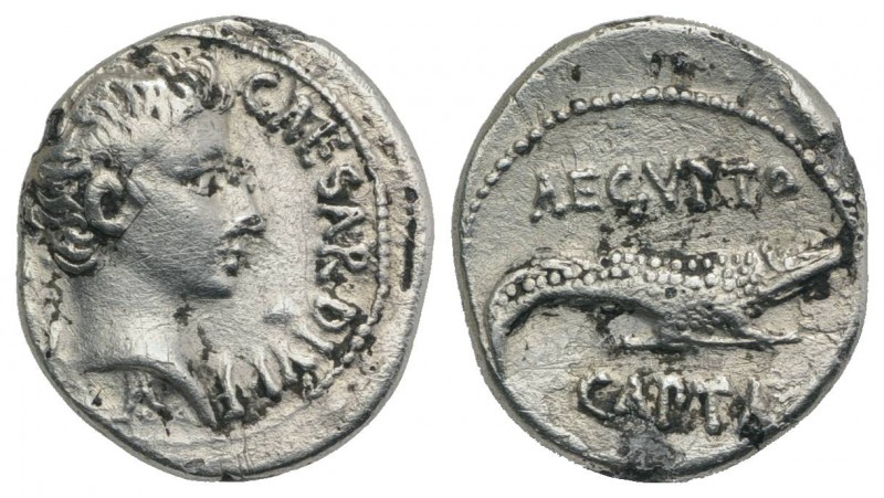 Augustus (27 BC-AD 14). Fourrèe(?) Denarius (18.5mm, 3.14g, 12h). Uncertain mint...