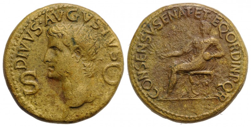 Divus Augustus (died AD 14). Æ Dupondius (29mm, 16.84g, 6h). Rome, 37-41. Radiat...