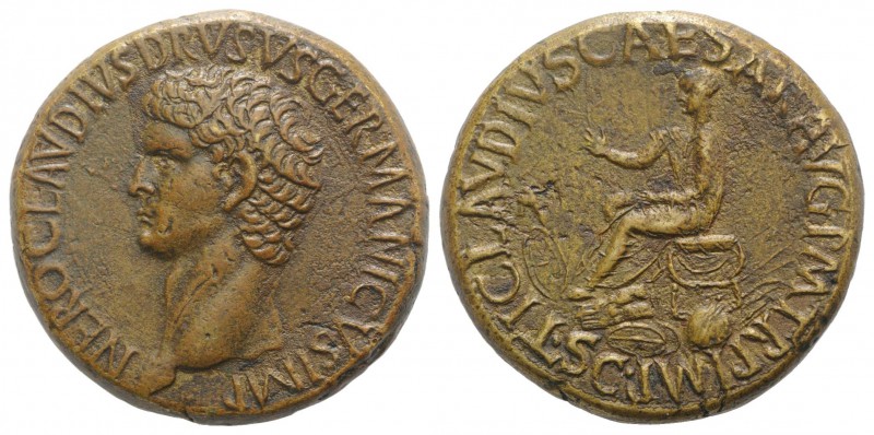 Nero Claudius Drusus (died 9 BC). Æ Sestertius (34mm, 25.71g, 6h). Rome, 42-3. B...