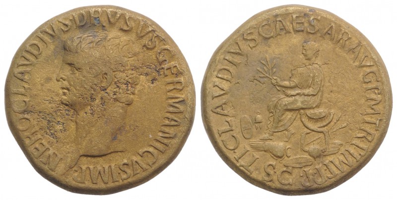 Nero Claudius Drusus (died 9 BC). Æ Sestertius (35mm, 31.01g, 6h). Rome, 42-3. B...