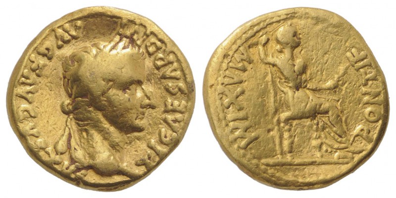 Tiberius (14-37). AV Aureus (18mm, 7.47g, 5h). Lugdunum, 19-35. Laureate head r....