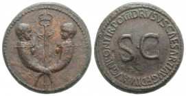 Tiberius and Germanicus Gemellus (19-37/8 and 19-23/4, respectively). Æ Sestertius (35mm, 27.70g, 12h). Rome, 22-3. Crossed cornucopia, each surmounte...
