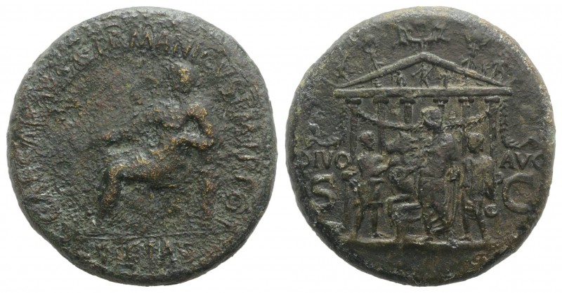 Gaius (Caligula, 37-41). Æ Sestertius (35mm, 28.00g, 6h). Rome, 37-8. Pietas, ve...
