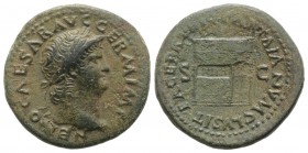 Nero (54-68). Æ As (28mm, 10.48g, 6h). Rome, c. AD 65. Laureate head r. R/ Temple of Janus with latticed windows to l. and closed double doors to r. R...