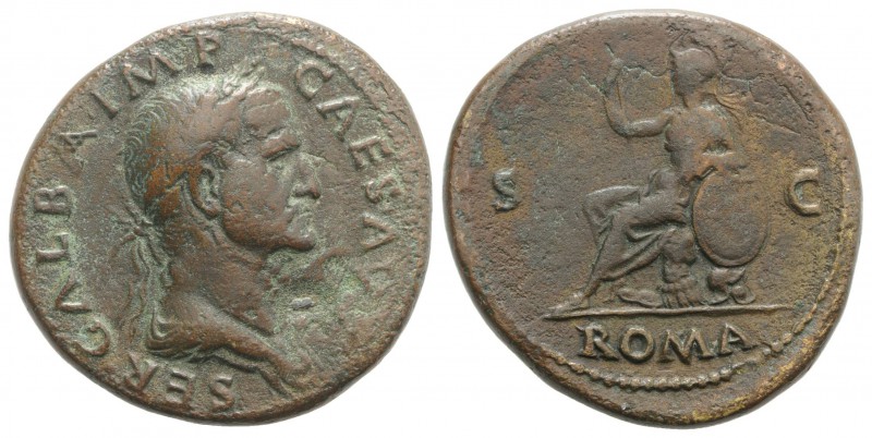 Galba (68-69). Æ Sestertius (36mm, 25.62g, 6h). Rome, c. June-August AD 68. Laur...