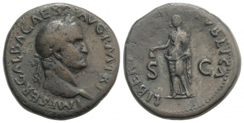 Galba (68-69). Æ Sestertius (33mm, 24.19g, 6h). Rome, AD 68. IMP SER GALBA CAES ...