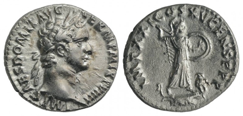 Domitian (81-96). AR Denarius (18mm, 3.16g, 6h). Rome, AD 92. Laureate head r. R...