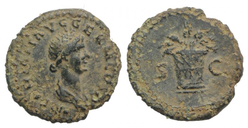 Domitian (81-96). Æ Quadrans (17mm, 2.73g, 6h). Rome, AD 85. Draped bust of Cere...