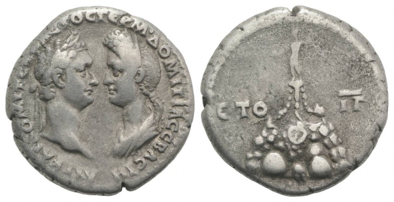 Domitian with Domitia (81-96). Cappadocia, Caesarea. AR Didrachm (21mm, 6.68g, 6...