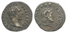 Trajan (98-117). Cyrene. AR Hemidrachm (14mm, 1.85g, 6h). AD 100. Laureate head r. R/ Horned head of Zeus-Ammon r. RPC III, 3; Sydenham, Caesarea 178....