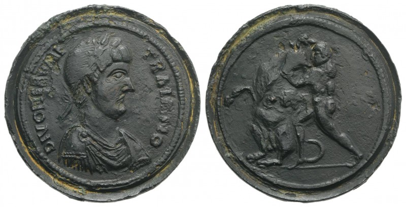 Divus Trajan, late 4th century AD. Æ Contorniate (40mm, 25.46g, 1h). DIVO [NE]R[...