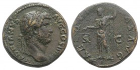 Hadrian (117-138). Æ Sestertius (33mm, 26.60g, 6h). Rome, c. 134-8. Laureate head r. R/ Aequitas standing l., holding scales and pertica. RIC II 743d....