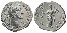 Antoninus Pius (138-161). AR Denarius (18mm, 3.40g, 12h). Rome, 145-7. Laureate head r. R/ Vesta standing l., holding simpulum and palladium. RIC II 2...