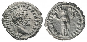 Antoninus Pius (138-161). AR Denarius (18mm, 2.94g, 6h). Rome, 159-160. Laureate head r. R/ Felicitas standing l., holding globe and cornucopia. RIC I...