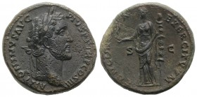 Antoninus Pius (138-161). Æ Sestertius (32mm, 29.15g, 12h). Rome, c. 141-3. Laureate and draped bust r. R/ Concordia standing l., holding Victory and ...