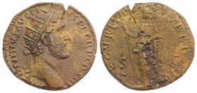 Antoninus Pius (138-161). Æ Dupondius (26mm, 11.11g, 12h). Rome, 140-4. Radiate head r. R/ Securitas standing l., holding sceptre and leaning on colum...