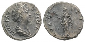 Diva Faustina Senior (died 140/1). AR Denarius (17mm, 3.00g, 6h). Rome, after 146. Draped bust r. R/ Ceres, veiled, standing facing, head l., holding ...