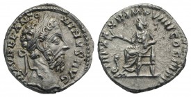 Marcus Aurelius (161-180). AR Denarius (17mm, 2.80g, 6h). Rome, AD 178. Laureate head r. R/ Salus seated l., resting arm on seat and offering a poppy ...