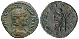 Otacilia Severa (Augusta, 244-249). Æ Sestertius (30mm, 20.60g, 12h). Diademed and draped bust r. R/ Pudicitia seated l., drawing veil from her face a...