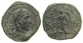 Trajan Decius (249-251). Æ Sestertius (29mm, 18.61g, 1h). Rome, 249-250. Laureate and cuirassed bust r. R/ Victory advancing l., holding wreath and pa...