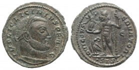 Licinius I (308-324). Æ Follis (22mm, 3.79g, 12h). Siscia, 315-6. Laureate head r. R/ Jupiter standing l., holding globe surmounted by Victory, leanin...