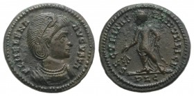 Helena (Augusta, 324-328/30). Æ Follis (19mm, 3.26g, 11h). Lugdunum, 324-5. Diademed and draped bust r. R/ Securitas standing l. holding branch and ra...