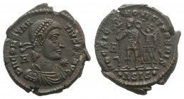 Constantius II (337-361). Æ (24mm, 5.65g, 6h). Siscia, AD 350. Diademed, draped and cuirassed bust r.; in fields, A behind head, star before. R/ Const...