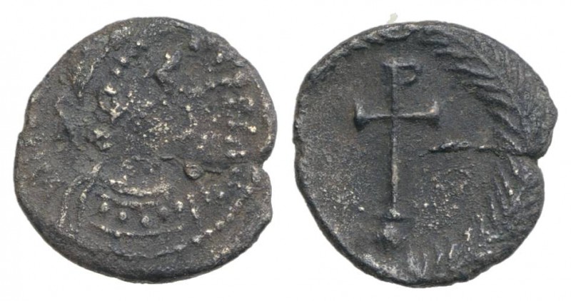Justin II (565-578). AR Quarter Siliqua (8mm, 0.34g, 6h). Ravenna. Diademed, dra...