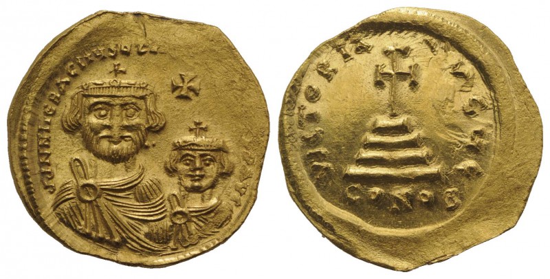 Heraclius and Heraclius Constantine (610-641). AV Solidus (22mm, 4.42g, 6h). Con...