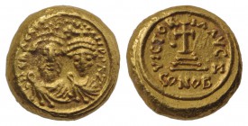 Heraclius and Heraclius Constantine (610-641). AV Solidus (11mm, 4.43g, 6h). Carthage, year 7 (618/9). Crowned, draped and cuirassed busts of Heracliu...