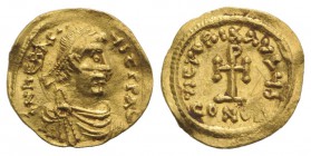 Heraclius (610-641). AV Tremissis (15mm, 1.47g, 6h). Uncertain mint, c. 610-641. Diademed, draped and cuirassed bust r. R/ P-headed cross potent on ba...