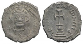 Constans II (641-668). AR Hexagram (21mm, 4.95g, 6h). Constantinople, 650-654. Crowned and draped bust facing, holding globus cruciger. R/ Cross poten...