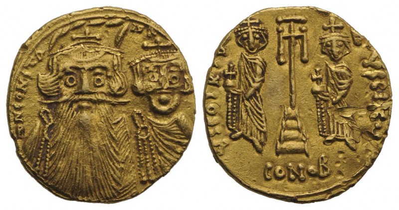 Constans II (641-668). AV Solidus (19mm, 4.35g, 6h). Syracuse, c. 661-668. Crown...