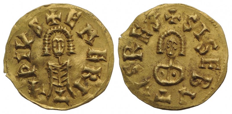 Visigoths, Spain, Sisebut (612-621). AV Tremissis (18mm, 1.50g, 6h). Emerita (Mé...