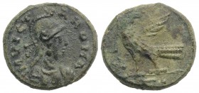 Ostrogoths, Theoderic (493-526). Æ 40 Nummi (24mm, 10.50g, 12h). Rome. Helmeted and draped bust of Roma r. R/ Eagle standing l. on ground line, head r...