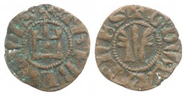 Crusaders, Duchy of Athens. Guillaume de la Roche (1280-1287). BI Obol, perhaps minted during the Minority of Gui II (13mm, 0.40g, 10h). G DVX ATENES,...