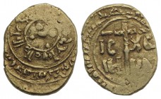 Italy, Sicily, Messina or Palermo. Guglielmo II (1166-1189). AV Tarì (13mm, 1.98g). Five pellets within circle. R/ IC-XC/NI-KA, cross. Spahr 101; MIR ...