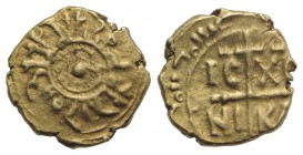 Italy, Sicily, Messina or Palermo. Tancredi (1190-1194). AV Tarì (11mm, 1.35g). Pellet in double circle. R/ IC XC NI KA, Cross. Spahr 125; MIR 43 and ...