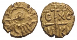 Italy, Sicily, Messina or Palermo. Tancredi (1190-1194). AV Tarì (9mm, 1.22g). Pellet in double circle. R/ IC XC NI KA, Cross. Spahr 125; MIR 43 and 4...