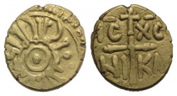 Italy, Sicily, Messina or Palermo. Tancredi (1190-1194). AV Tarì (10mm, 1.22g). Pellet in double circle. R/ IC XC NI KA, Cross. Spahr 125; MIR 43 and ...