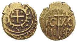 Italy, Sicily, Messina or Brindisi. Enrico VI (1194-1197). AV Tarì (11mm, 1.89g). Cross; pellet in each quarter. R/ Cross with IC XC NI KA. Spahr 16. ...
