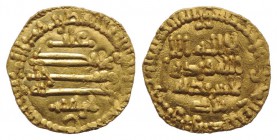 Italy, Sicily, Palermo. Ibrahim II b. 'Ahmad (AH 261-289 / AD 875-902). AV Robai (12mm, 1.05g). Arab legend in four lines. R/ Arab legend in five line...
