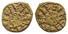 Italy, Sicily, Palermo. al-Mustansir billah (AH 427-487 / AD 1036-1094). AV Robai (12mm, 1.31g). Arab legend arranged in six lines forming a starlike ...