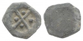 South Italy, c. 12th-13th century. PB Tessera (7mm, 0.44g). Cross with four pellets. R/ Blank. VF