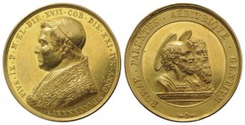 Papal, Pio IX (1846-1878). AV Medal 1846 (43.5mm, 50.03g, 12h), G. Cerbara. PIVS IX P M EL DIE XVII COR DIE XXI IVN ANNO MDCCCXXXXVI, bust l. R/ ROMAE...