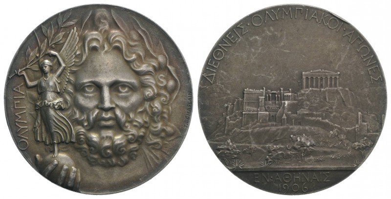 Greece, AR Medal for the Intercalated Olympic Games, Athens, 1906 (51mm, 59.28g)...