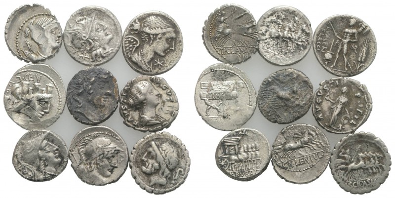 Lot of 10 Roman AR Denarii, including 9 Republican and 1 Imperial (Faustina Juni...