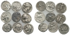 Lot of 10 Roman AR Denarii, including 9 Republican and 1 Imperial (Faustina Junior). Lot sold as is, no return