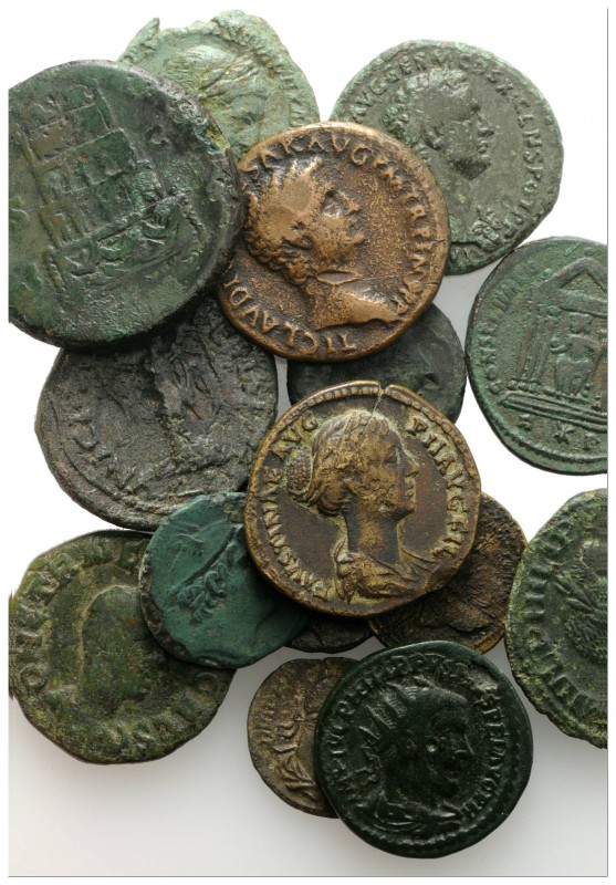 Lot of 15 Roman coins, including 2 silver and 13 Æ coins, to be catalog. Lot sol...